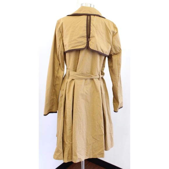 Ett Twa Anthropologie Marley Trench Coat Long Jacket Size 14 Belted Tan Brown - Picture 10 of 11